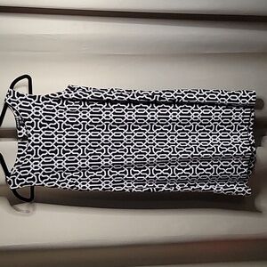 George Dress Midi Sleeveless Black with White Geometric Design